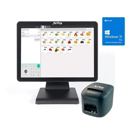 PACK TPV AVPOS K2000 15 I3/8GB/128GB/WIFI/BLUETOOTH/LAN 1000/W11P + TC15 USB